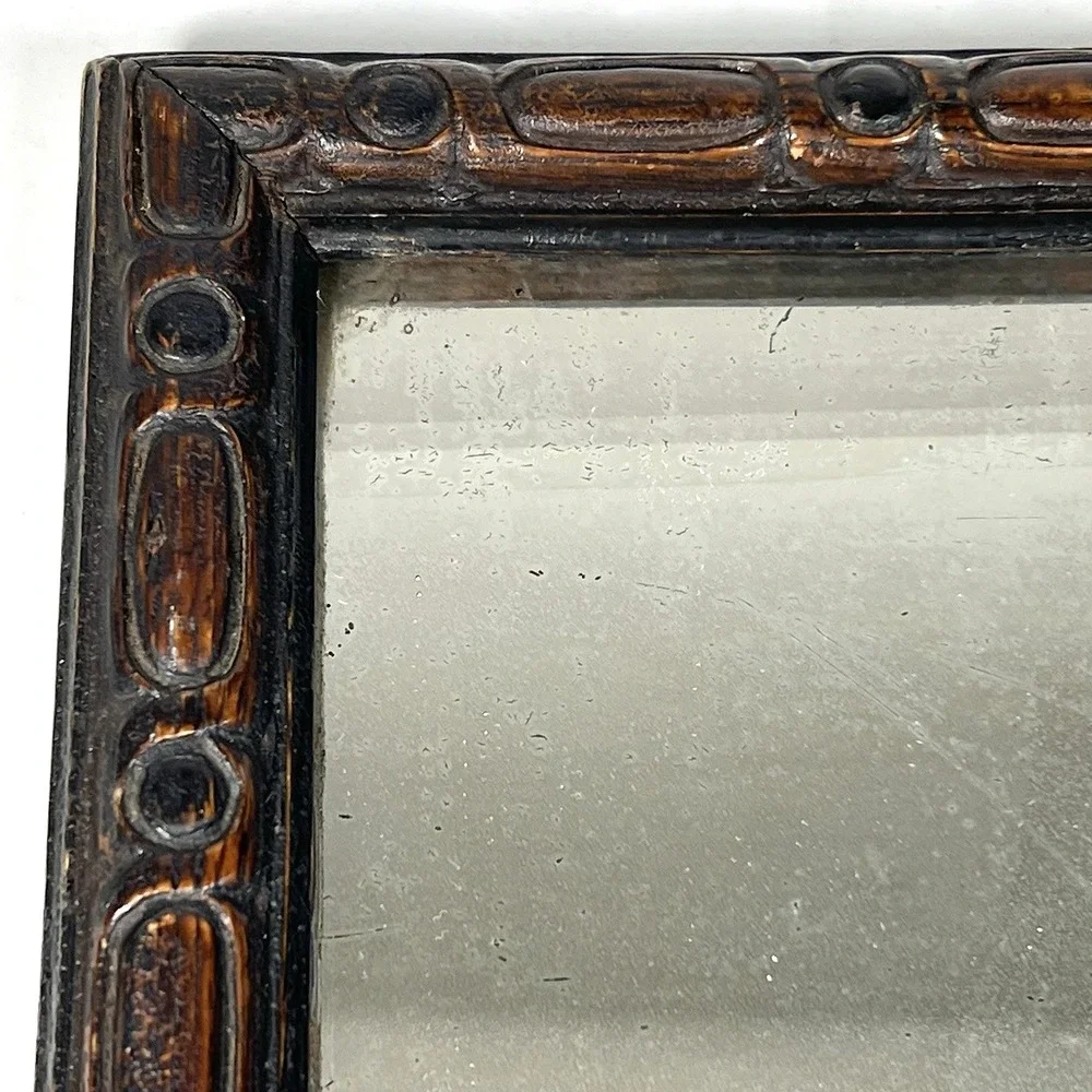 Antique Hand Carved Wood Framed Mirror Free‎ Standing 7